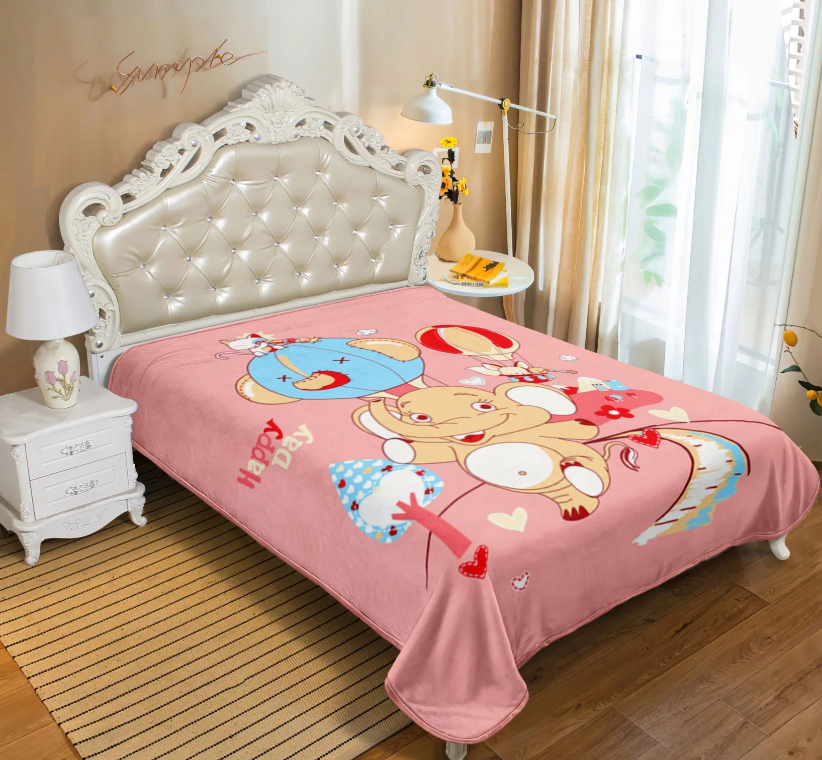 China Mink Korean Cloudy Baby Blanket Bee Bear Kid Student Boy Girl Minky Digital Not Sublimation Blanket Gift Pet Travel Car Blanket Winter Warm Plush Blanket