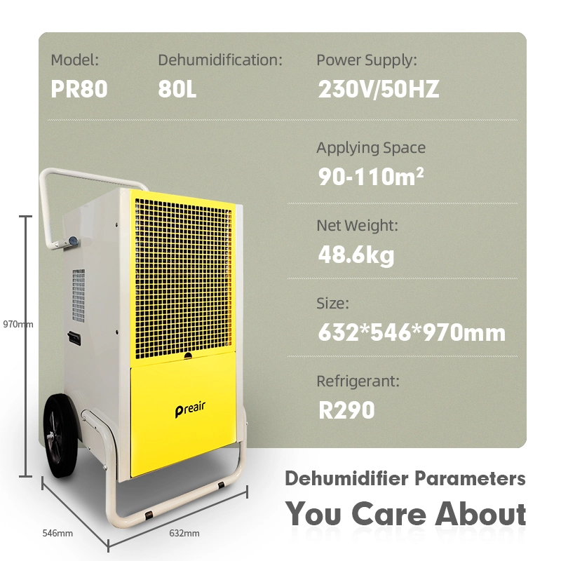 820W de potência nominal 230V Tensão de Entrada Desumidificadores Industrial desumidificador do Condicionador de Ar