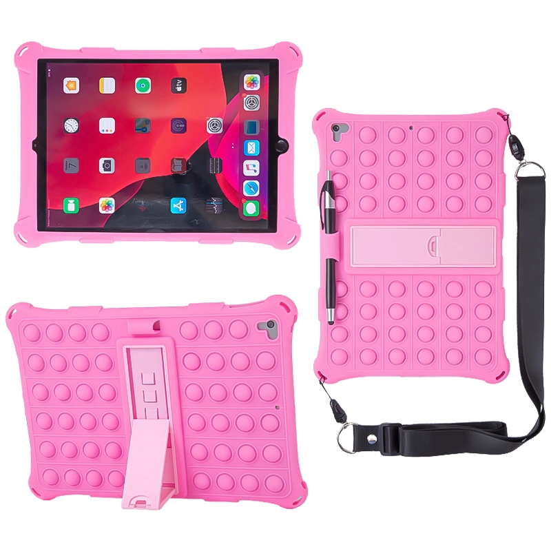 للأطفال اضغط فقاعة البوب fidget لعبة مع منصة الطي حقيبة من نوع Lanyard Silicone Tablet لأجهزة iPad PRO مقاس 10.5 بوصة 2020