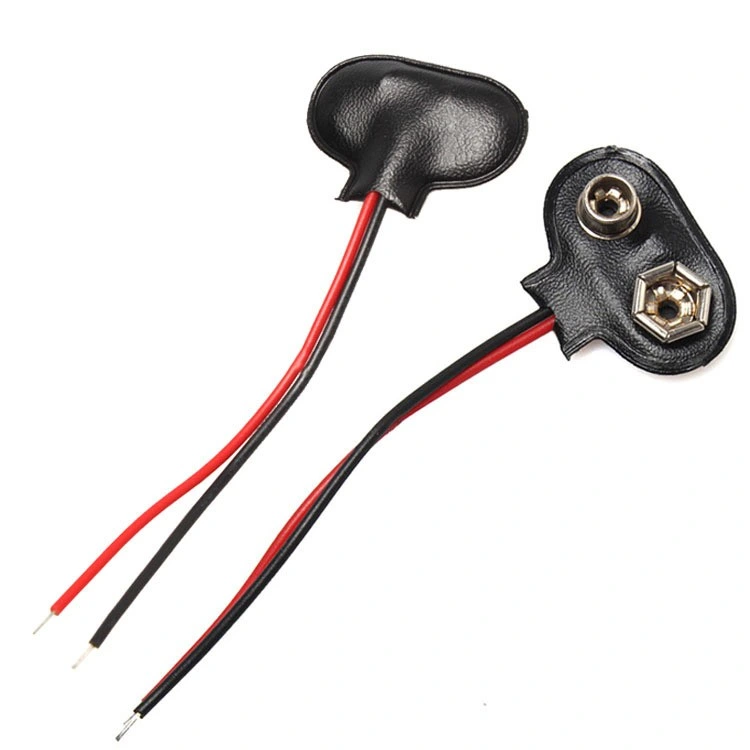 Black Leather Battery Button Wire with Lead-Shaped Battery