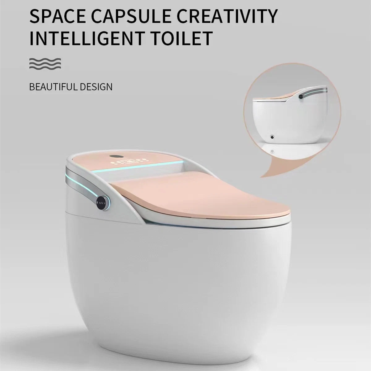 Modern Intelligent Ceramic Bathroom Sanitary Ware Wc Space Saving Waste Trap Smart Toilet with Waterproof Multifunction Control