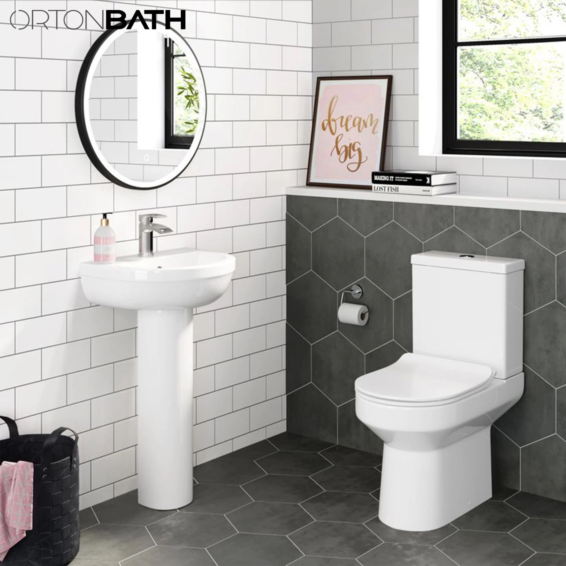 Ortonbath Dual Flush Toilet, UF Soft Closing Seat, Toilets for Bathrooms Comfort Height Oval Ceramic Two Piece Toilet