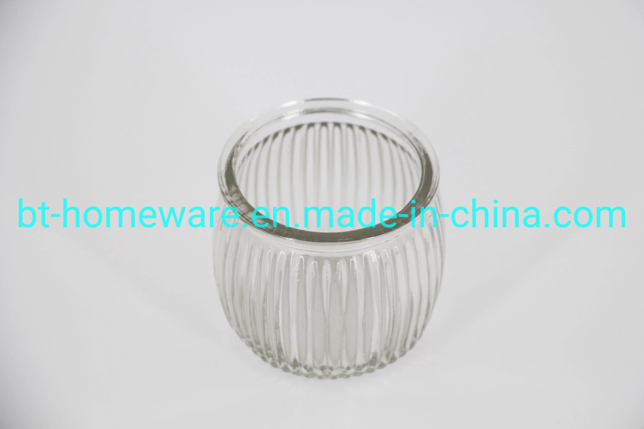 Wholesale Hot Sales Factory Price 200ml 3 Oz 4 Oz 5oz Clear Vertical Stripes Vertical Edges Round Watermelons Pumpkins Cup Jar for Candle Making