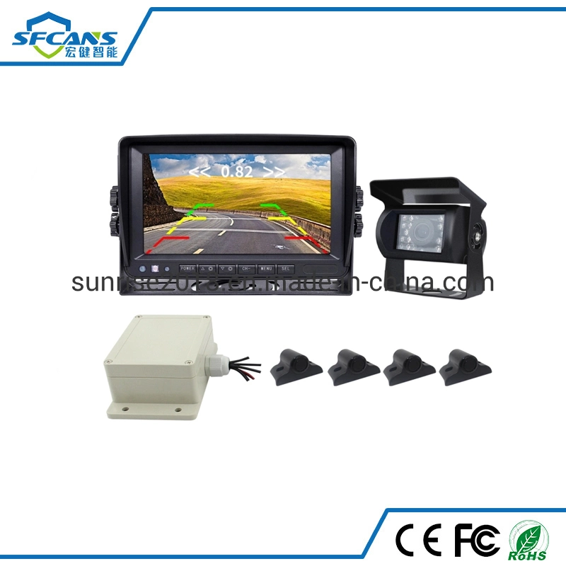 24V Voltage Wired Truck Parking Sensor with 7inch Display and 4 PCS Reversing Digital Sensors