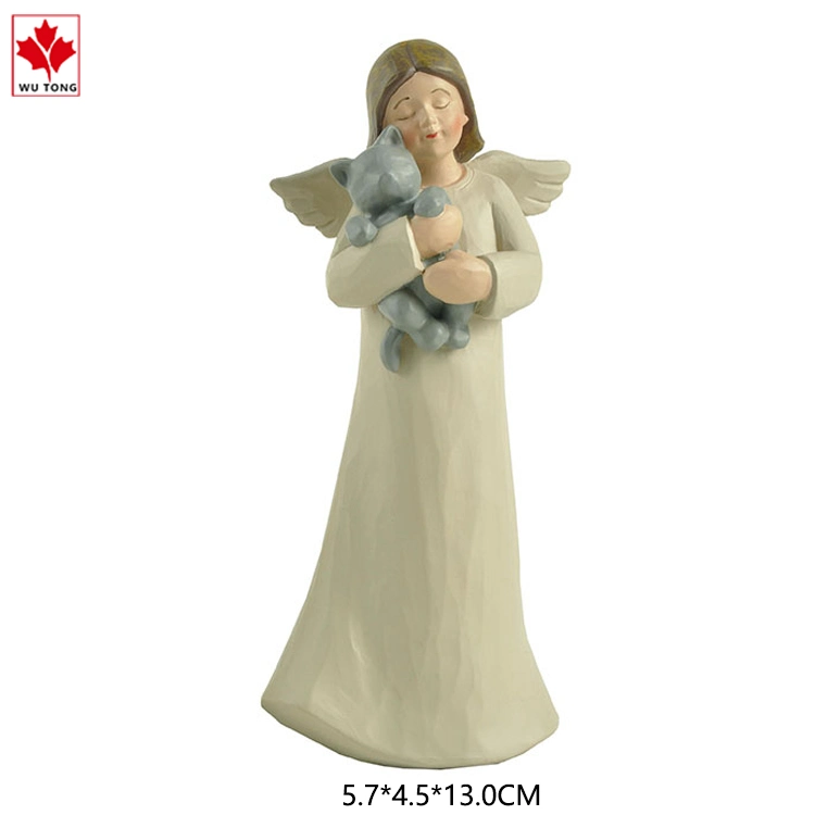 Factory Customized Resin Handmade Tabletop Decoration Angel Holding Dog