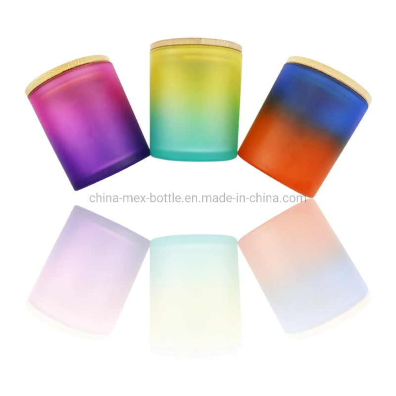 300ml Empty Scented Candle Cup Colorful Frosted Glass Candle Jar with Lid