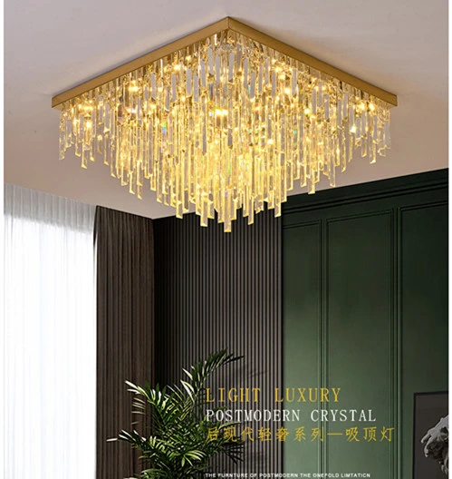 Modern Living Room Light Luxury Square Lamp Ceiling Light LED Crystal Lighting