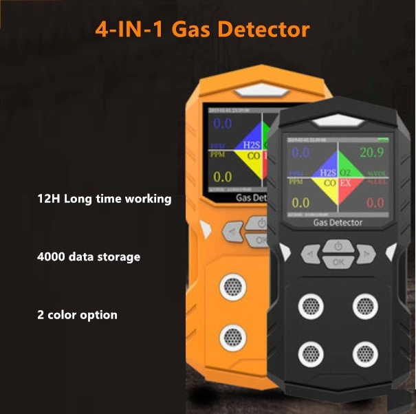 Gás potável Ex SENSOR O2 H2s Co 4 em fuga de gás Testador do analisador