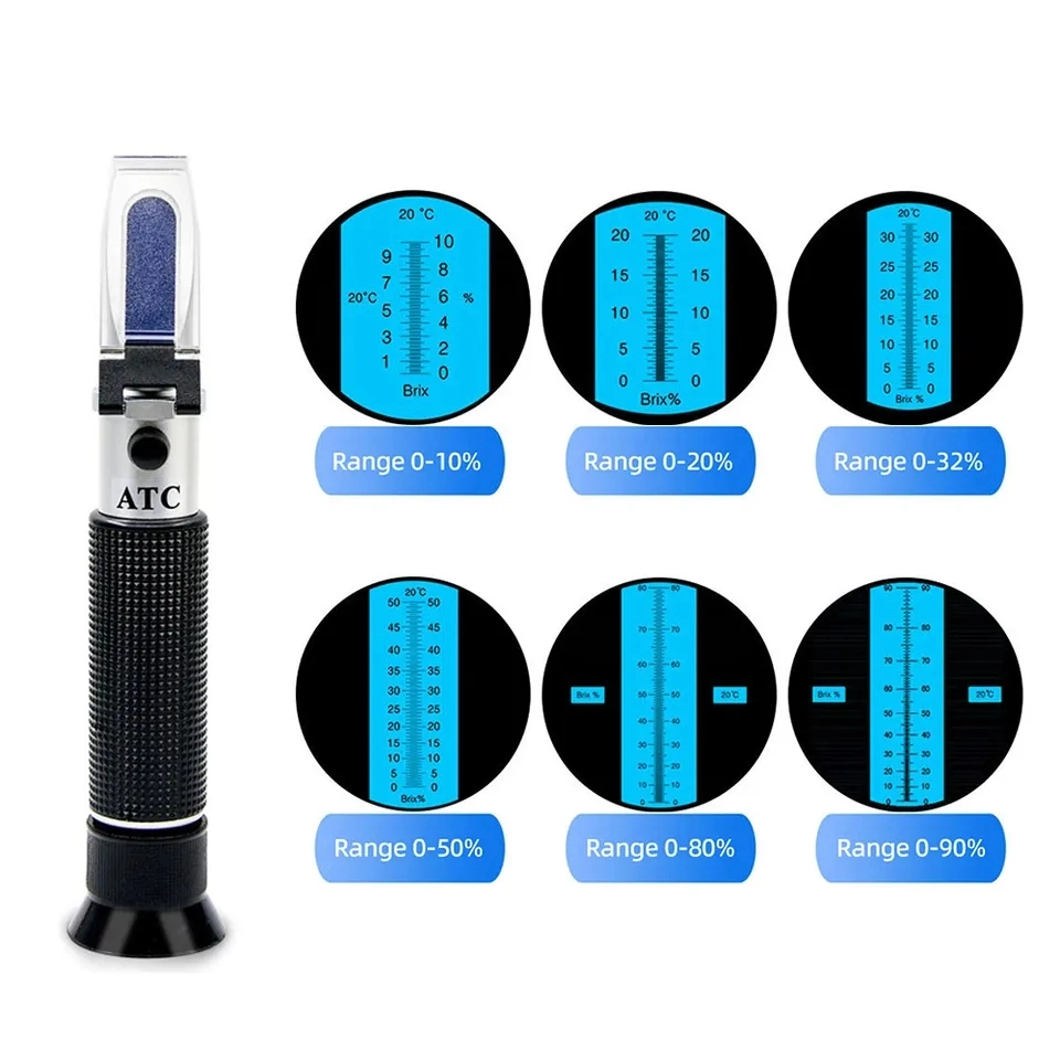 Refractometer Brix 0-32% Handheld Sugar Brix Refractometer with Atc for Juice Fruit Sweetness