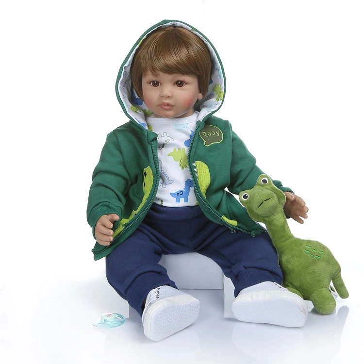 60cm de alta calidad renace Niño Boy Doll en Hoodie vestir muñeca Bebe Reborn 6-9mes el verdadero tamaño de la Baby Doll