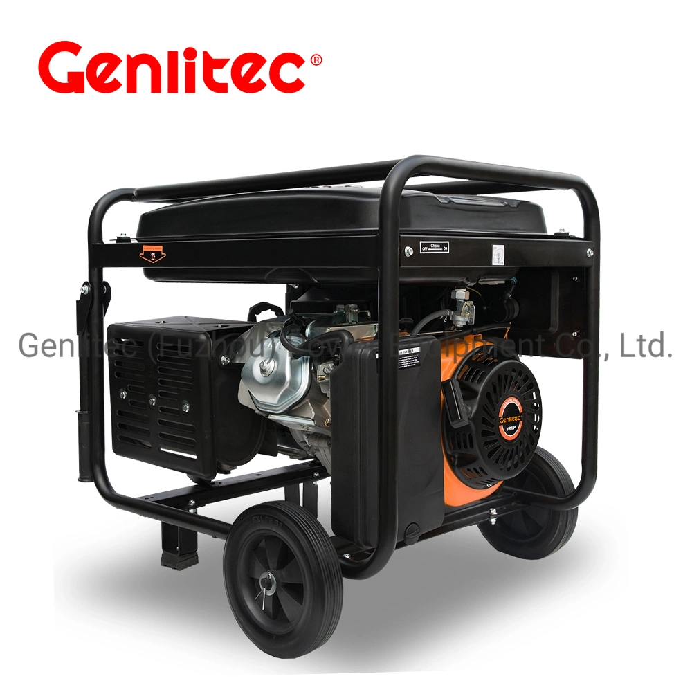 6500W de puissance Genlitec refroidi par air unique cylindre moteur à essence de 15HP Groupe électrogène