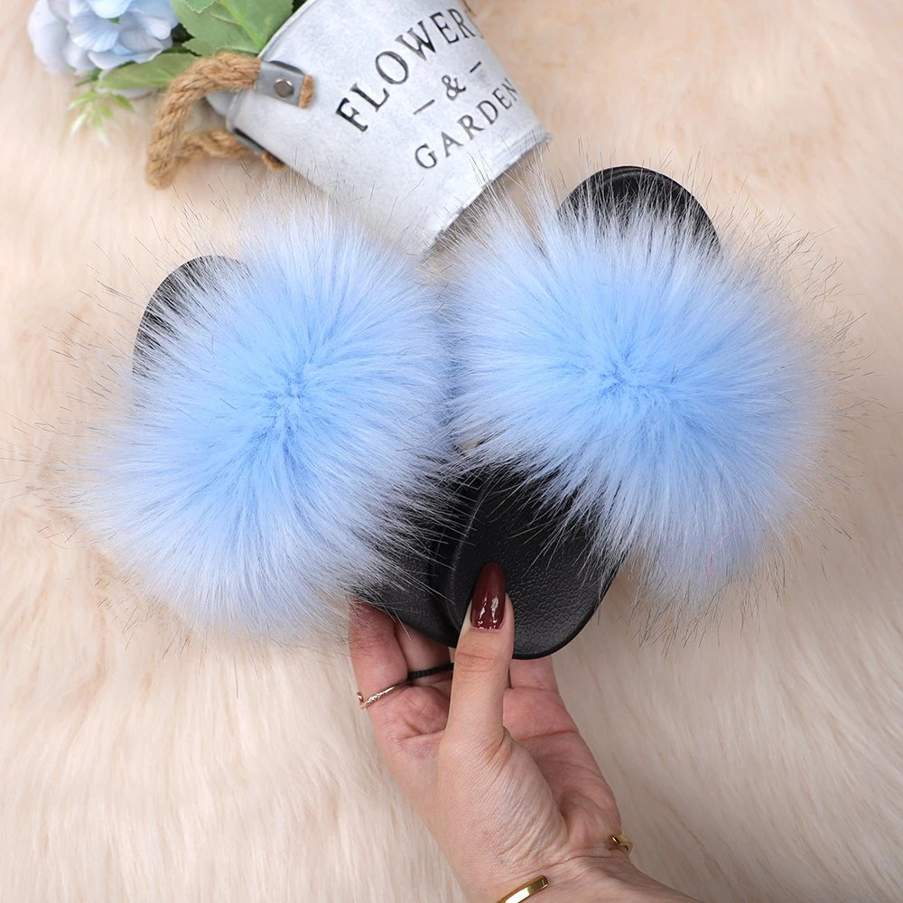 2021 Baby Shoes Baby House Bedroom Indoor Home Winter Warm Fox Faux Fur Fluffy Fuzzy Shoes Mother and Daughter Shoes Slipper