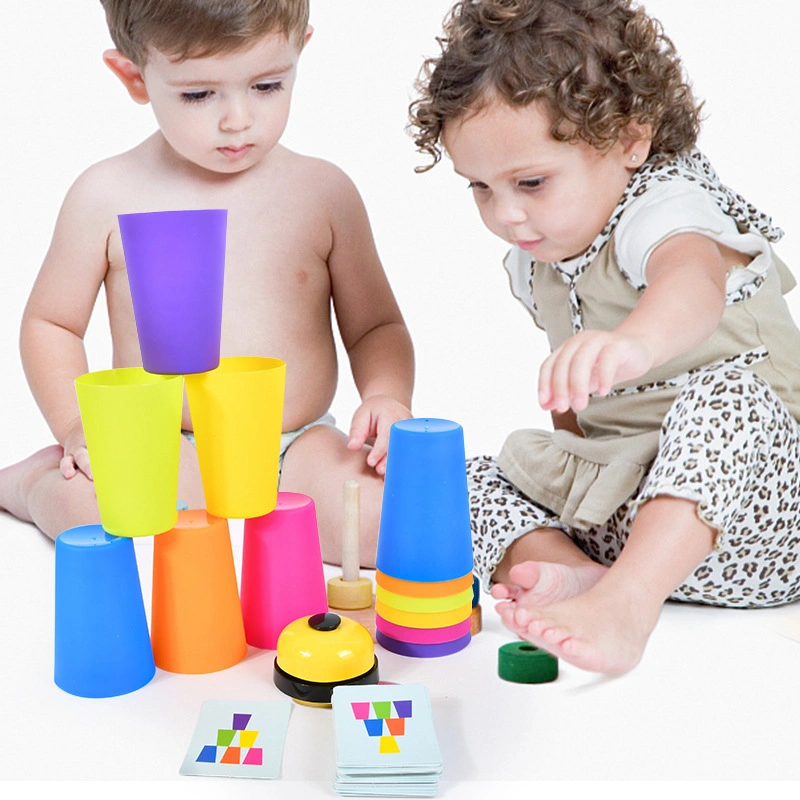 Colorido niños jugar Copa de apilamiento Duo Juega Entrenamiento de concentración de Jenga Venta de juguetes