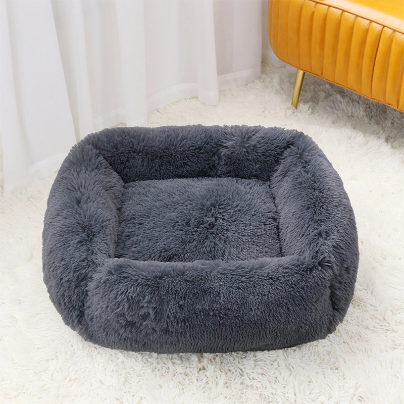 Pet cuadrados CAMA CAMA Camas de perro de peluche gato cuadrado Color sólido colchón artículos para mascotas