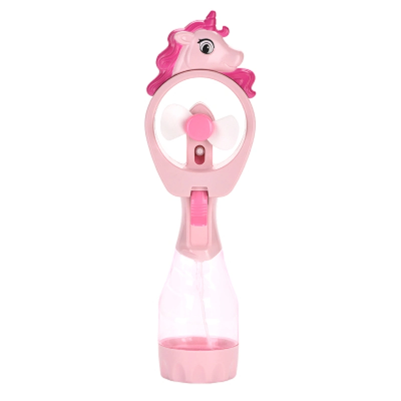 Cute Lovely Shape Children Soft Blades Park Playing Kids Summer Toy Fan Coolly Lager Capacity Fine Watwer Mist Unicorn Water Spray Fan