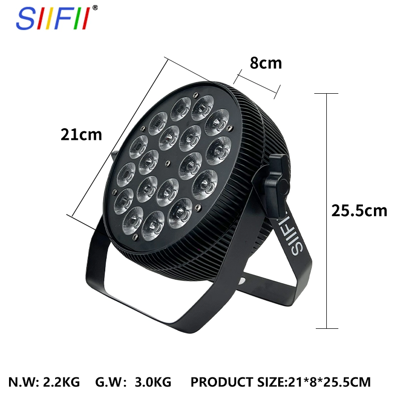 DMX Control 18*10W /12W/15W/18W LED RGBW 4in1 /5in1/ 6in1 Flat PAR Light DJ Party Disco Stage Wash Effect Lighting