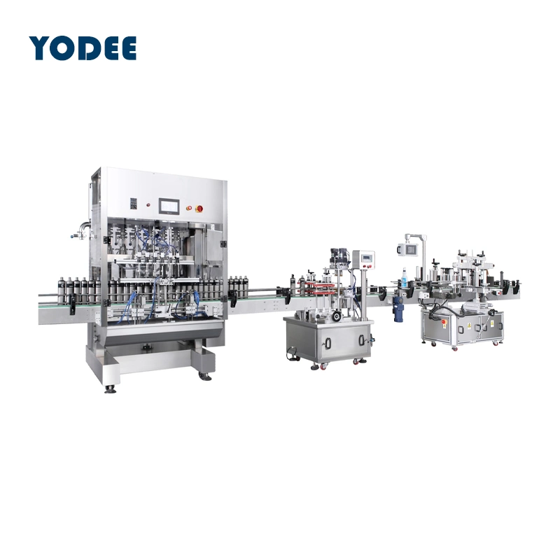 Guangzhou Factory Liquid Bottle Automatic Cap Feeding 4-Head Filling Capping Product Line