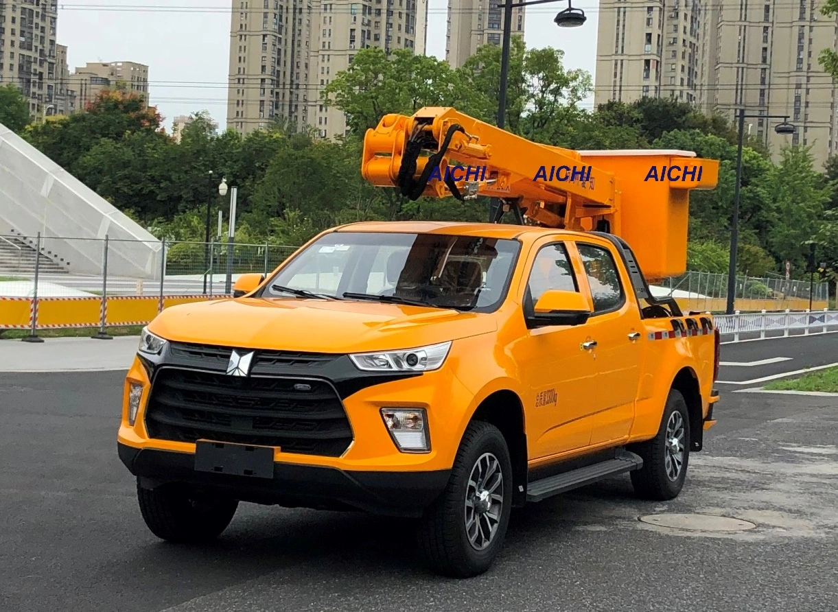 Construction de la marque Aichi rampe Isuzu pick-up 12,4 m monté en fibre de verre Véhicule de travail aérien isolé