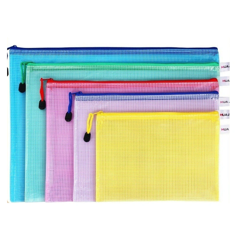 Oficina Escolar A4 Bolsas de documentos Zipper Waterproof Colorful File Carpeta