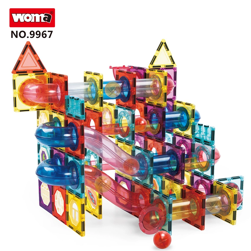 Woma Toys 9967 Popular Sales Puzzle Customize Magnetic Building Block Tiles Marble Run Race Track Set Kids 3D Magnetic Toy Construction Toy