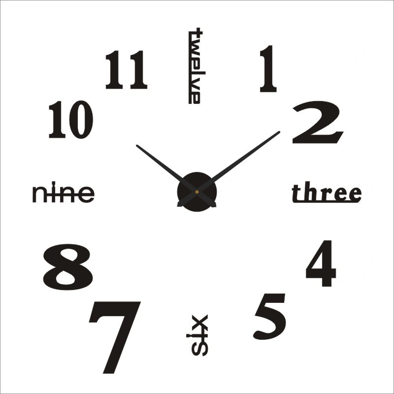 Cross-Border Black Creative Silent Simple DIY Living Room Three-Dimensional Wall Clock