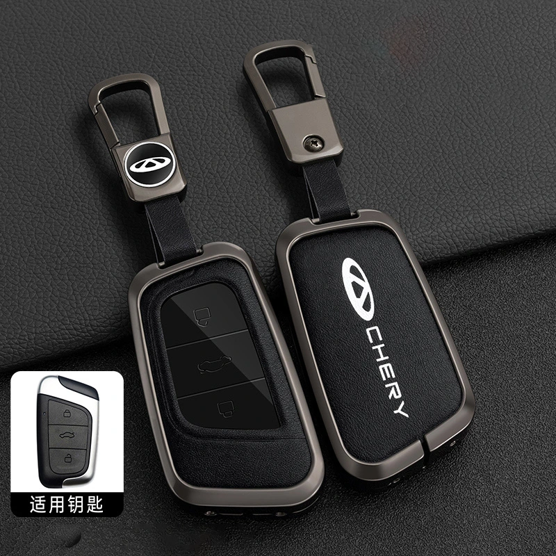 Fashionable TPU Remote Metal Leather Car Key Case Cover for Chery