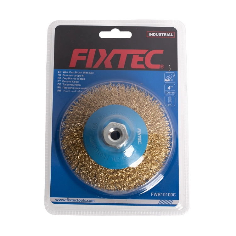 Calidad Industrial Fixtec 4" de 0,3 mm de diámetro de alambre Cepillos de alambre de acero bisel