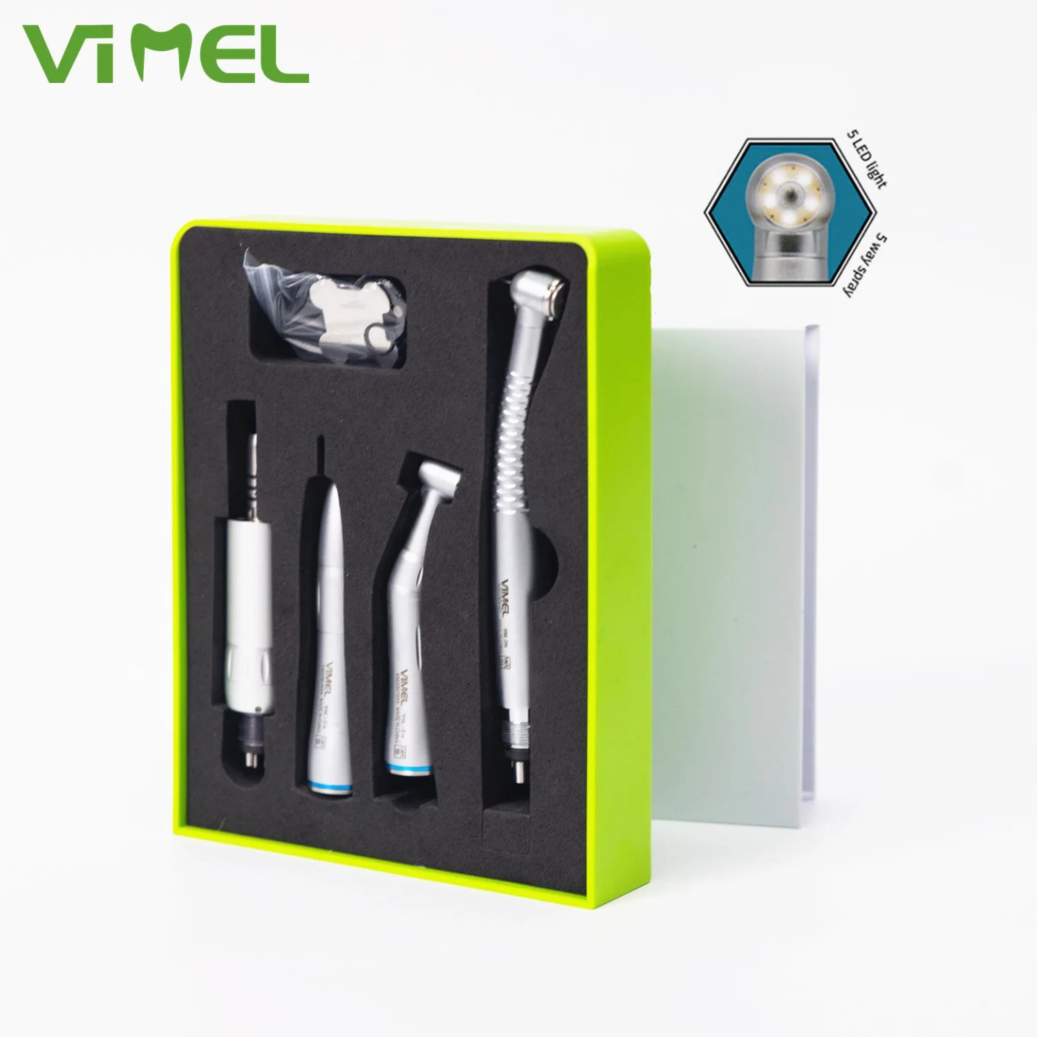 Turbina dental LED con generador electrónico incluye spray interno de baja velocidad Ángulo contra del instrumento de mano