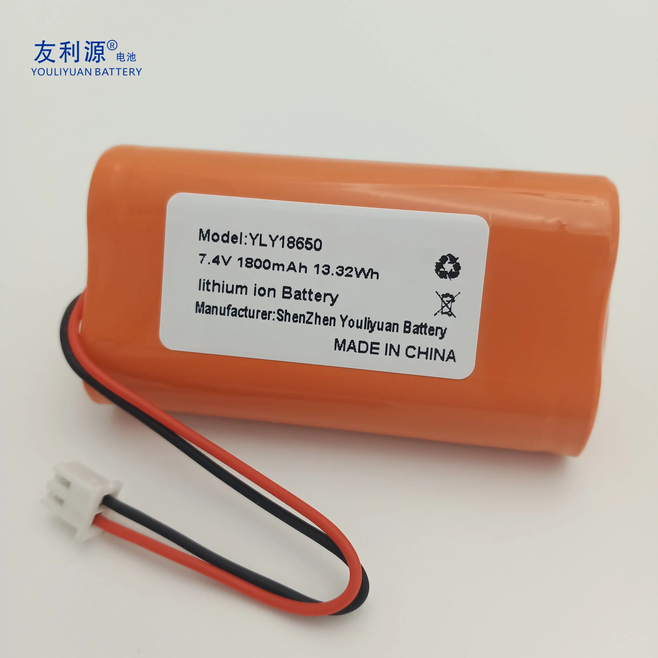 18650 Cell 2s1p 7.4V 1800mAh Rechargeable Lithium Battery for LED Light Head Lamp Walkie-Talkie