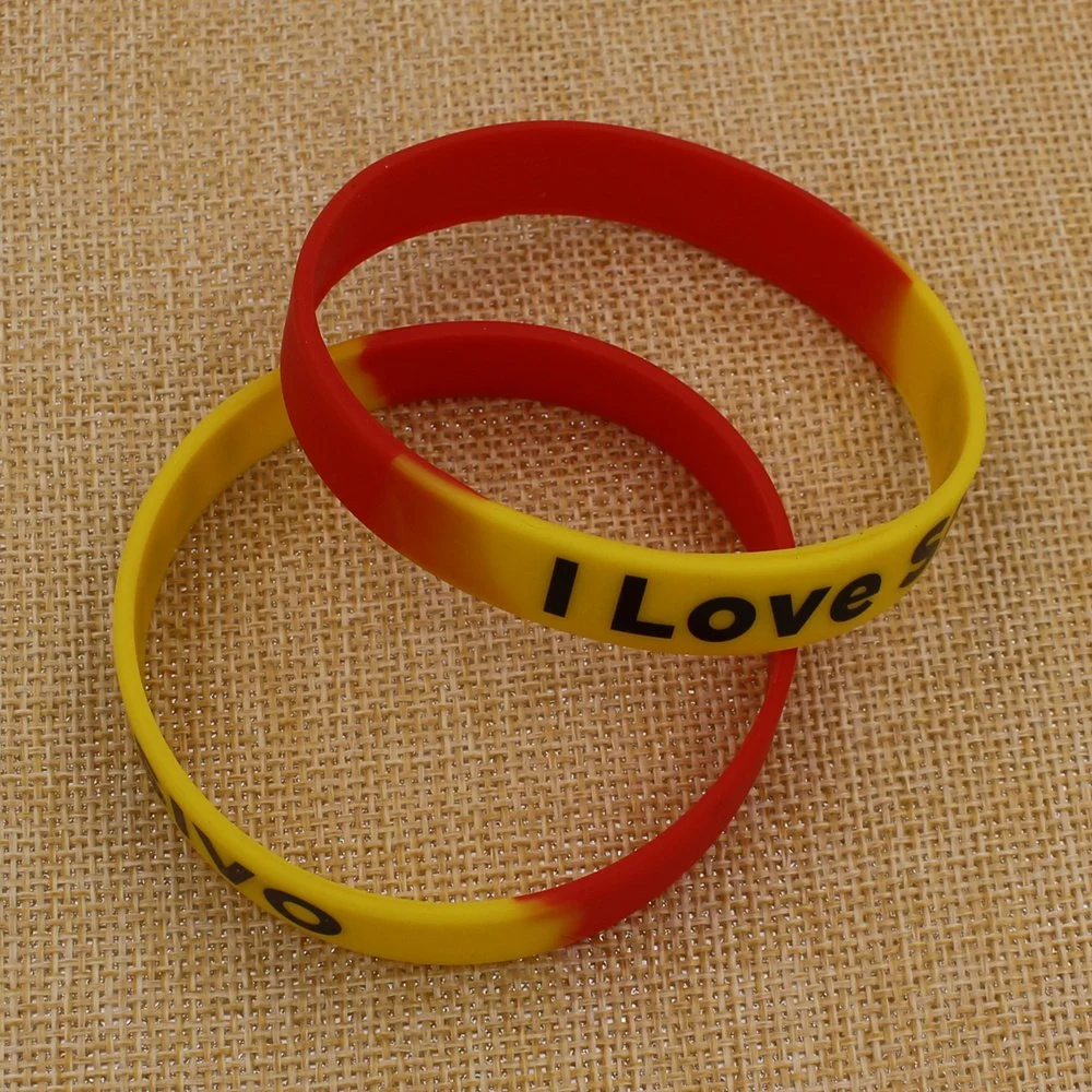 Custom Cheap Yellow Printing Logo Promotional Silicone Bracelet Boy Sports Wristband