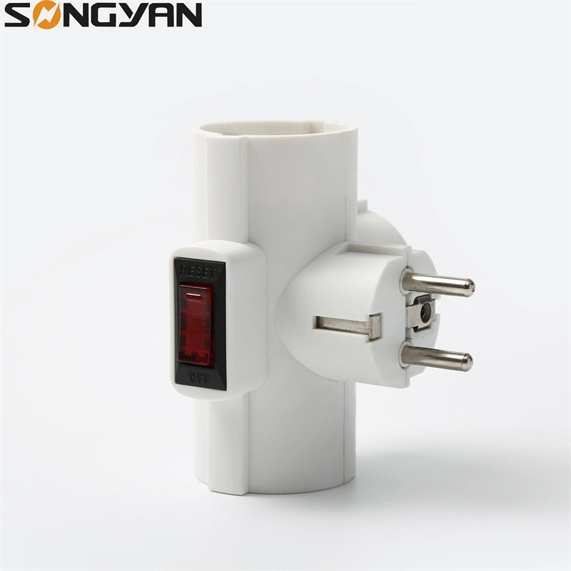 T-Shaped Plug 16A Power Conversion Sokcet Adapter with Surge Protection