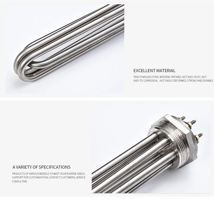 9Kw 480V DN32 SUS304 Eléctrica Industrial el tornillo de fijación tubular de agua calentador de inmersión