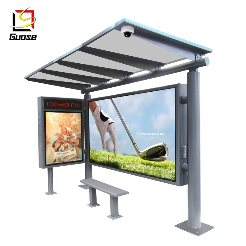 Bus Stop Advertising Display Stainless Steel Bus Station Equipment Bus Stop Bench Outdoor Furniture for Bus Shelter