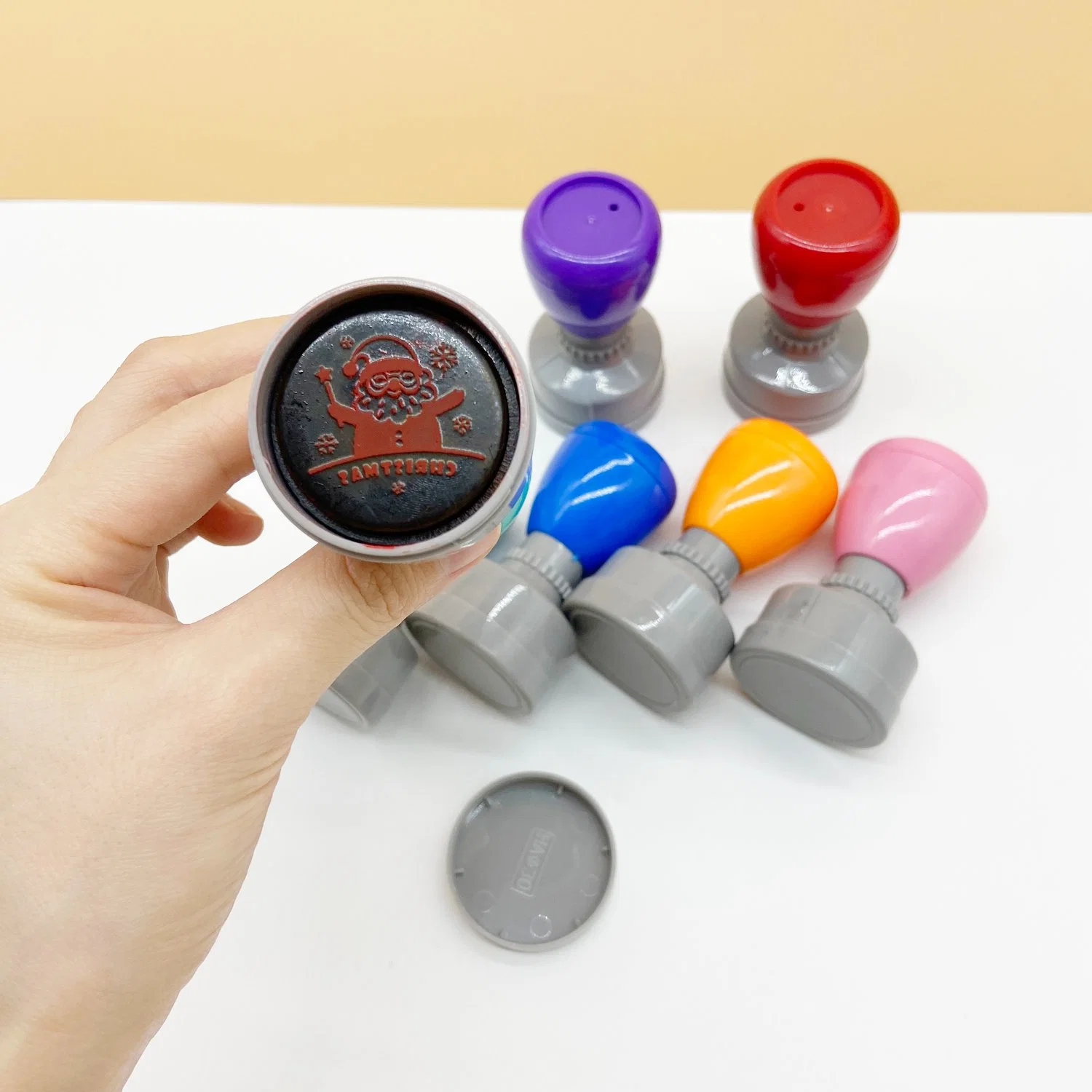 Small Stamp Round Colorful Design Custom Logo Flash Stamp for Office