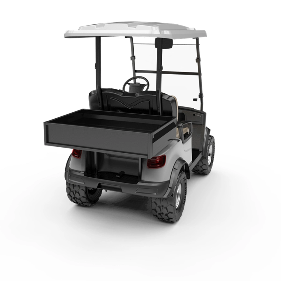 Sicherheit niedrige Geschwindigkeit 48V Batteriebetrieb Utility Vehicle Electric Utility Golfwagen mit zwei Sitzen (DH-m2+Cargo Box)