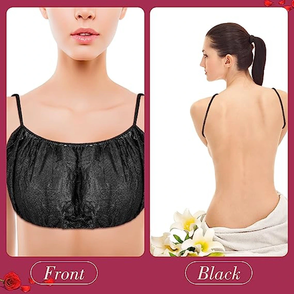 Einweg-BHs aus Vlies Frauen Einweg-SPA Top Garment Unterwäsche einzeln Pack Brassieres für Spray Tanning Black