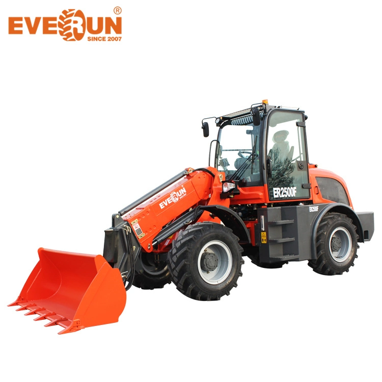 Everun Er2500f Buena Agricultura 2.5 toneladas Cargadora de Ruedas Pequeña Mini Compacta Agrícola con Cucharón Telescópico Equipo de Construcción Maquinaria