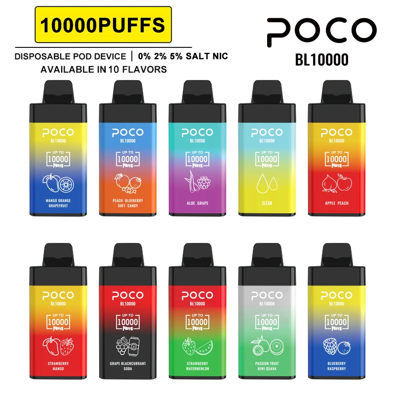 10K Puffs Poco Bl10000 Wholesale/Supplier Vape Pen Mesh Coil Adjustable Airflow Disposable/Chargeable Vape Type-C Rechargeable with 10 Flavors 20ml
