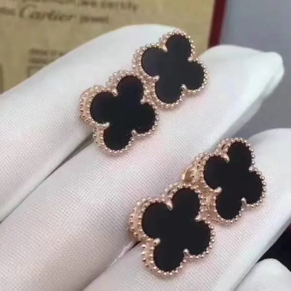 Brand Clover Earrings Van Cleef&Prles Four Leaf Clover Earring Original Alharmbras Stud Clip Fashion Jewelry Designer Copy Authentic Women Jewelry Love Gifts