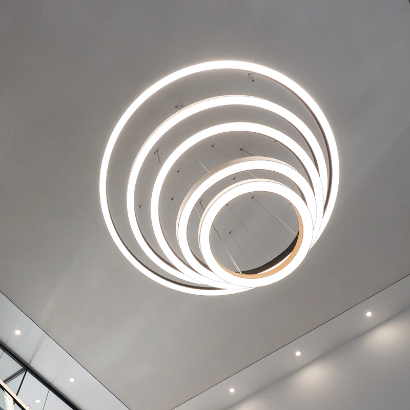 Black/White Aluminum Profile Round Circular LED Pendant Linear Light for Indoor