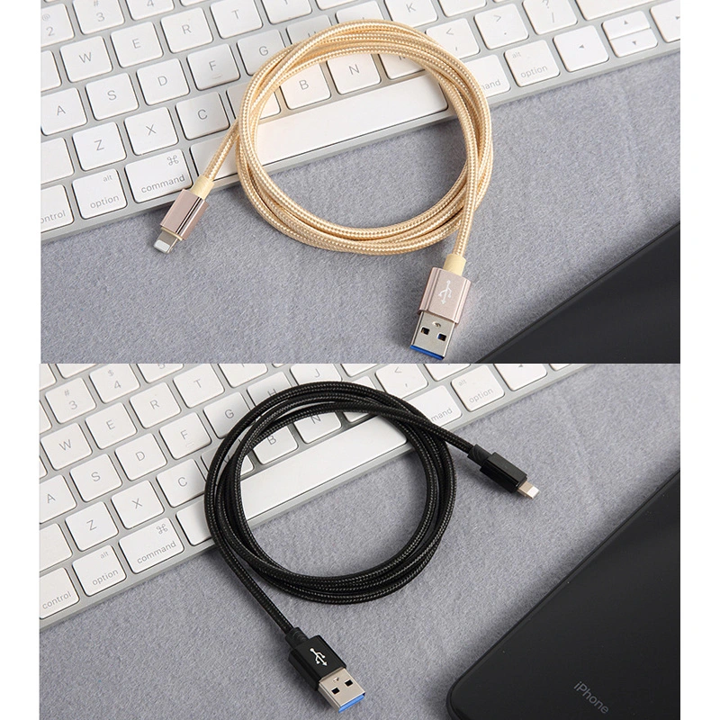 USB Cable de datos y carga de Cable trenzado de nylon para el iPhone 1m