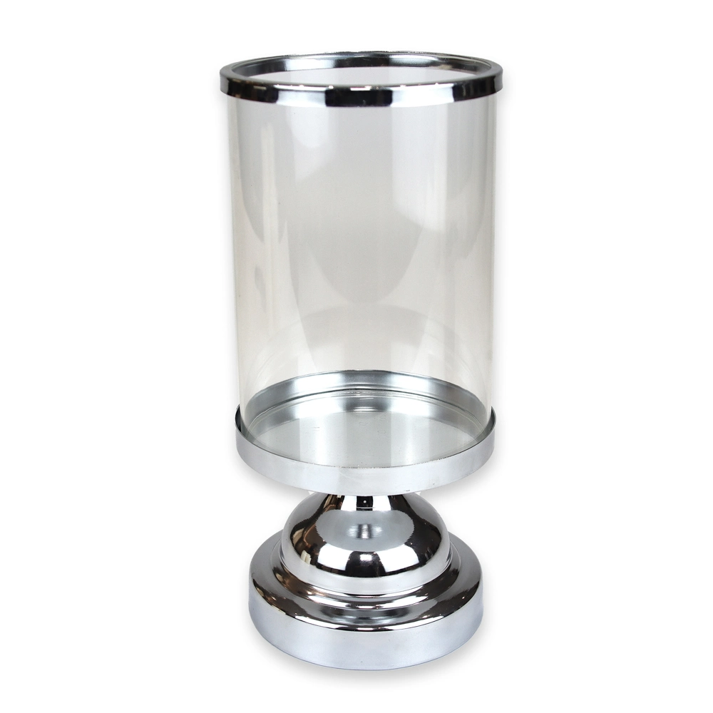 Transparent Silvery Metal Candle Holders for Pillar Candles