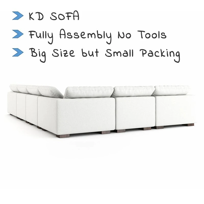 Modernes Leder Weiß Giant KD Sofa Cloud U Modulare Schnitt Sofa-Set Home Möbel Wohnzimmer Sofa-Set