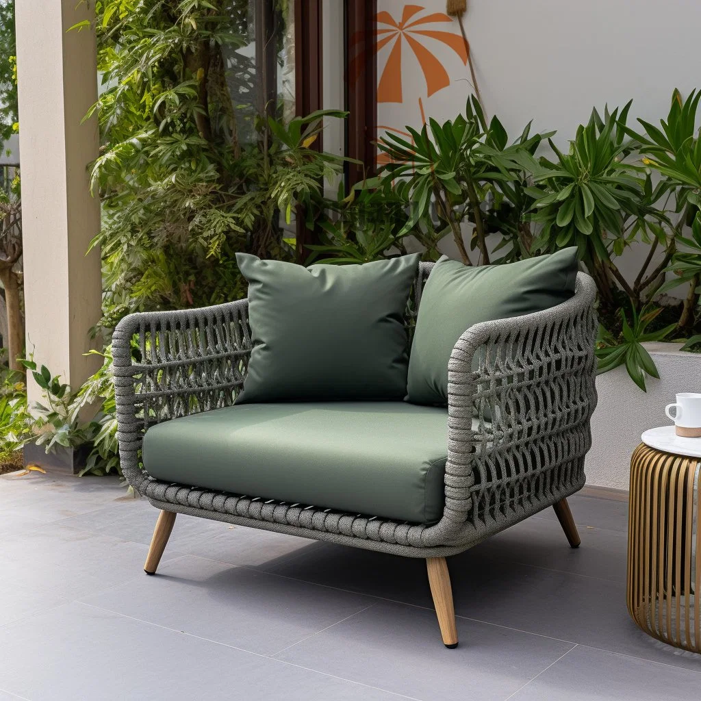New Garden Rope Sofa Chair Outdoor Aluminum Furniture