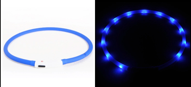 Pet Collar Can Freely Move USB Charge Silicone LED Luminous Dog Chain