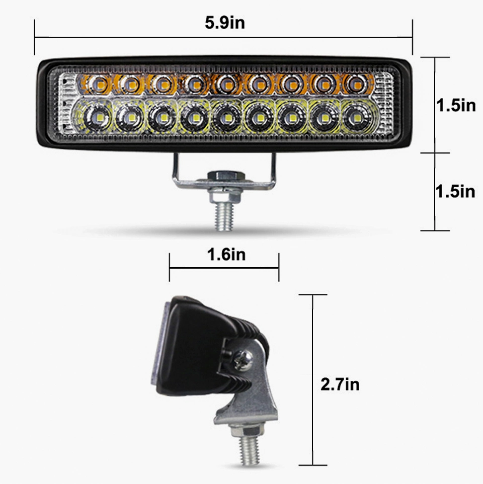 New Hot Style 54W Two Color Working Light 12-36V Motorcycle Car LED External Headlamp 18LED 54W LED Strip Light