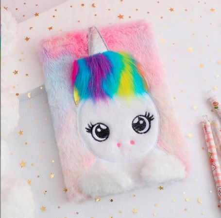 Unicorn School Supplies Cute Velvet Notebook Little Pony Lined Diary for Girls