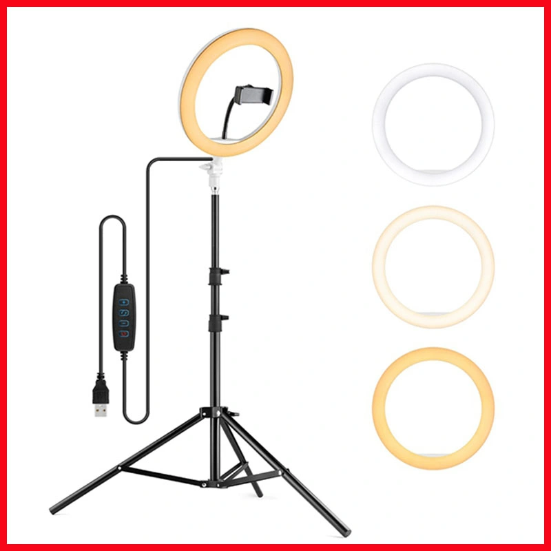 10 Inch Gold Selfie Ring Light with Tripod Stand for Smartphone Flexible Tripod with Blue-Teeth Control Phone Tripod