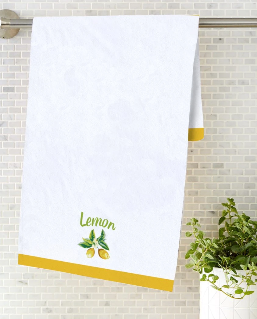 Limon Ultra absorbente secado rápido Wreath Cocina vajilla Toallas conjunto Paños de té decorativos de tela de fruta amarilla para cocinar y hornear