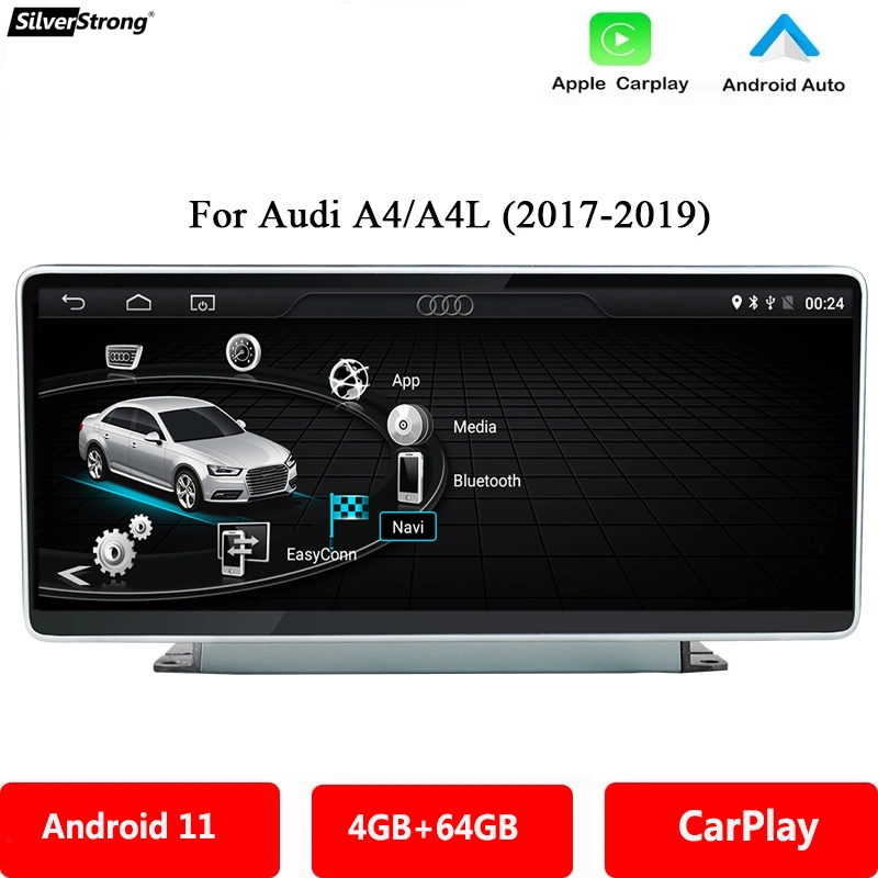 Автомобильная мультимедийная радиостанция CarPlay WiFi 4G LTE для Audi A4 B9 A5 2017-2020 Android 11 Система BT сенсорный экран авто Google 4+64G 8 Core